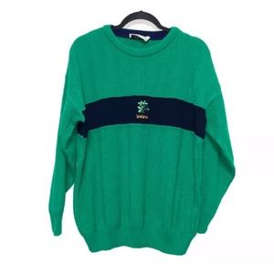 Vintage Crios Green Shamrock Ireland Acrylic Sweater Size L